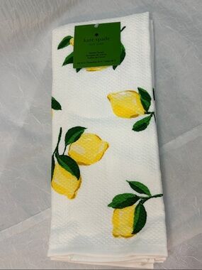 kate spade White Kitchen Towels with Yellow Lemon Print